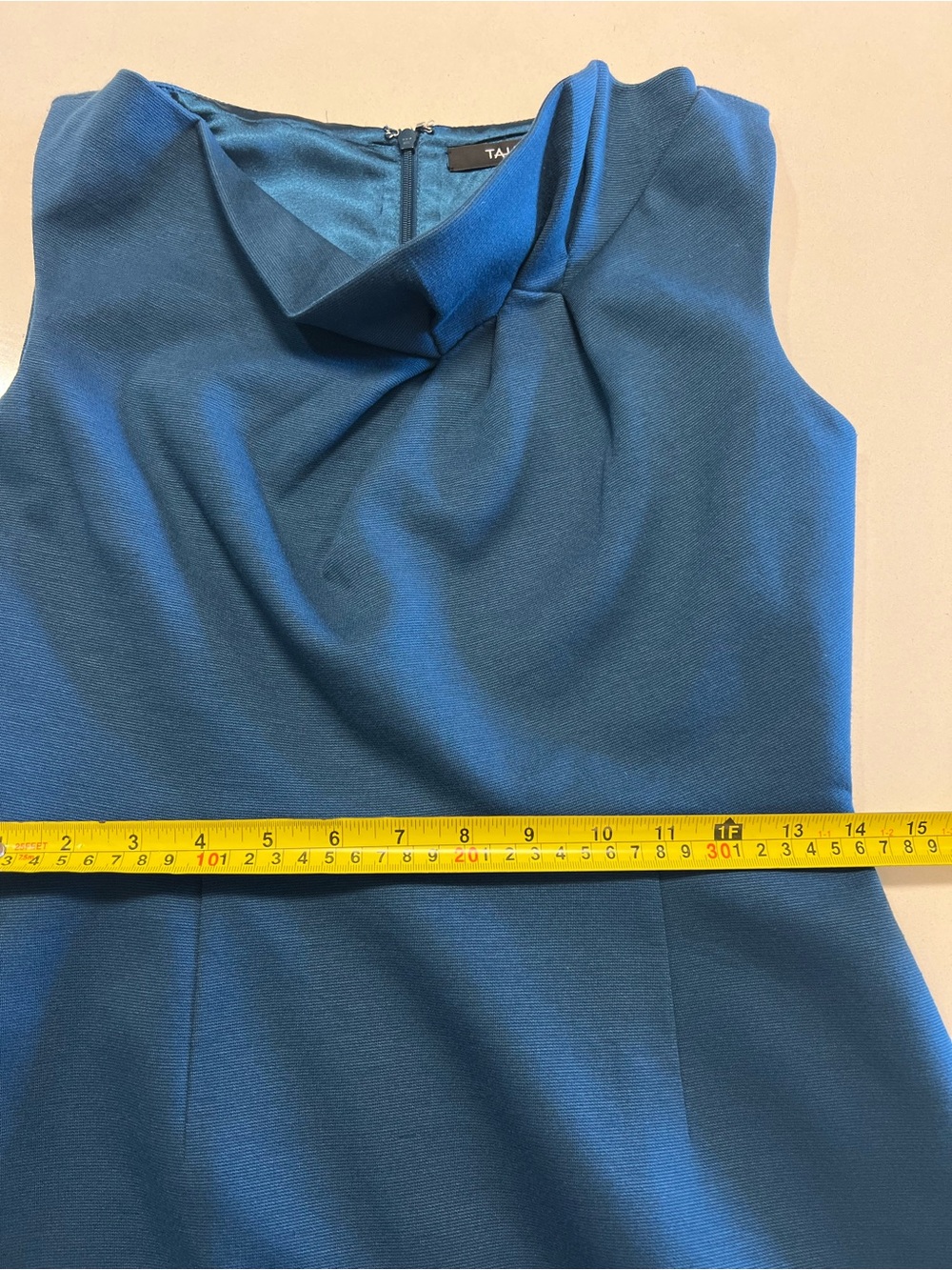 Tahari Sheath Dress Teal Draped Neck Workwear Career Professional Cocktail 📐4/6 - Picture 5 of 10